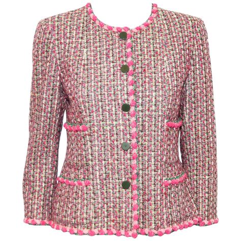 chanel style boucle jacket pink|women's Chanel style tweed jacket.